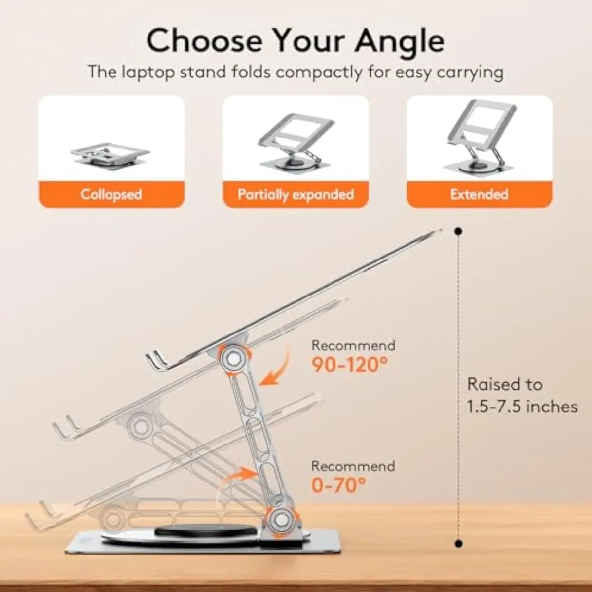 TECKNET Laptop Stand for Desk, 360 Rotating Base