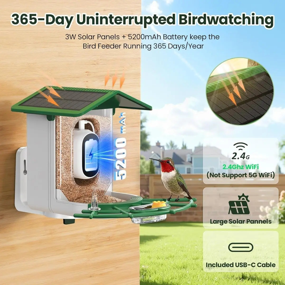 TECKNET Smart Bird Feeder with Camera