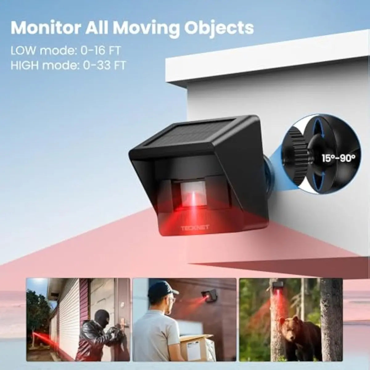 TECKNET Solar Wireless Driveway Alarm Smart Home 