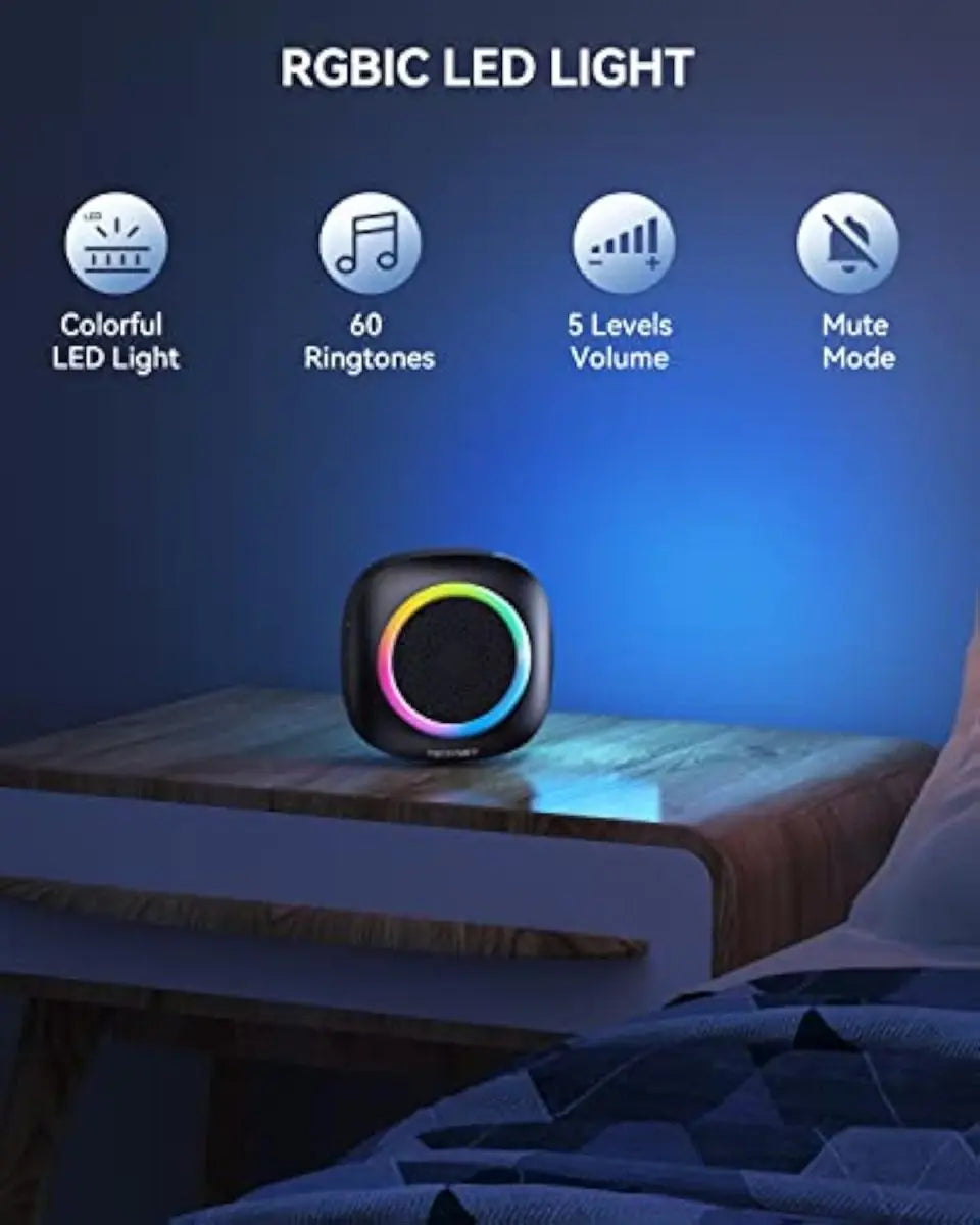 TECKNET Wireless Doorbell with 2 Portable Receivers, Battery Powered Doorbell with RGB Light, IP66 Waterproof Door Chime Kit, 1300ft Wireless Range, 0-110dB & 60 Chimes, 36-Month Long Battery Life