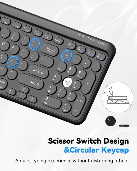 TECKNET Wireless Keyboard Bluetooth & 2.4G USB, Up to 4-Device Connection,TK-KB020