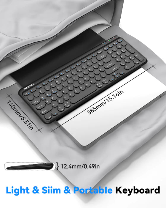 TECKNET Wireless Keyboard Bluetooth & 2.4G USB, Up to 4-Device Connection,TK-KB020