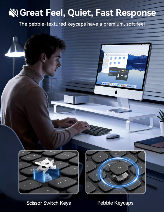 TECKNET Bluetooth wireless rechargeable keyboard with multi‑device switching (BT5.0+2.4G+wired),TK-KB045