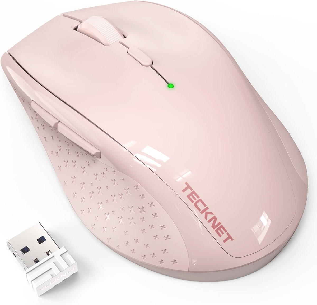 TECKNETTECKNET 2.4G Classic Wireless Mouse for Laptop, 4800 DPI Optical Computer Mouse with 6 Adjustable Levels, 30 Months Long Battery Life Cordless USB Mouse for Notebook, PC, Office Home Work (Pink) - [Color/Material] [Main Feature] for [Target Device/Scenario]