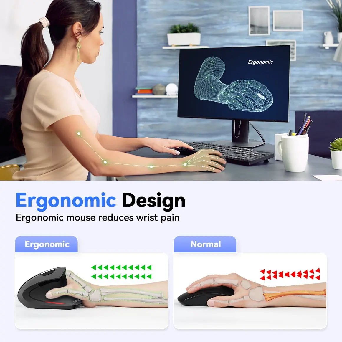 TECKNETTECKNET 2.4G Ergonomic Wireless Mouse With 4800 DPI
