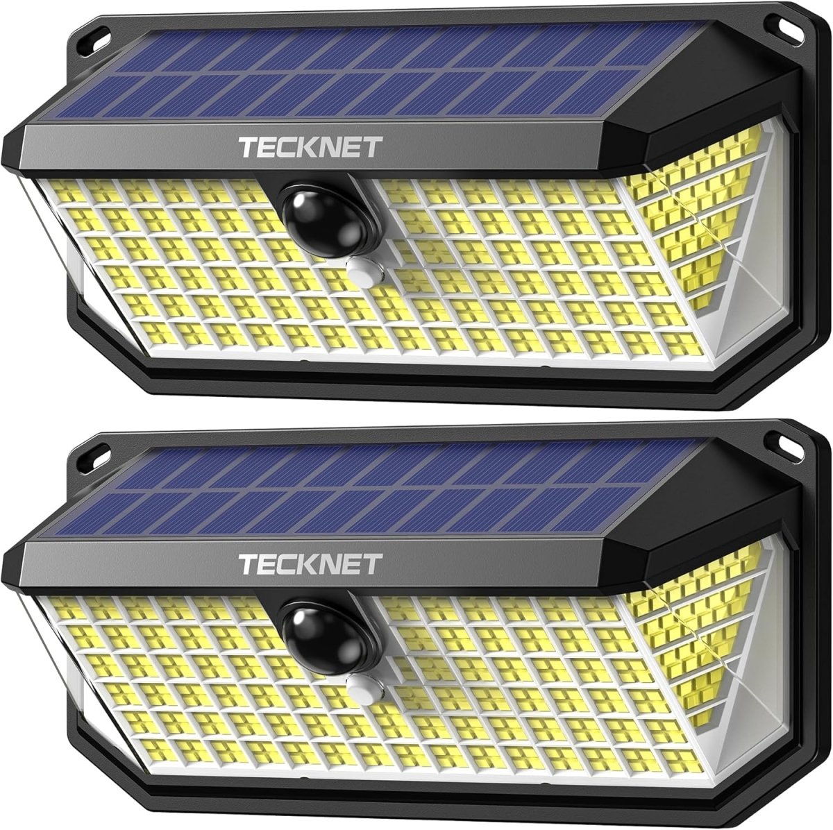 TECKNETTECKNET 416 LED Solar Lights Outdoor Waterproof, 300° Angle & 3 Lighting Modes Motion Sensor Outdoor Lights, 2 Pack Solar Powered Flood Wall Lights IP66 for Home Patio Fence Yard Deck Garage Street