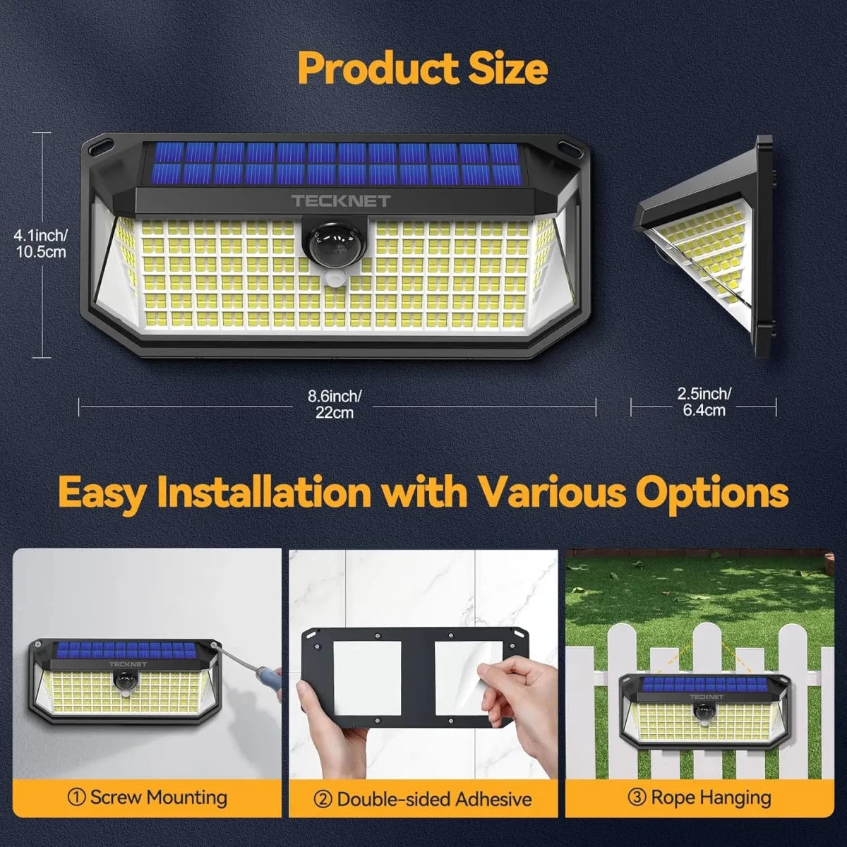 TECKNETTECKNET 4200Lm 416 LED Solar Lights Outdoor Waterproof