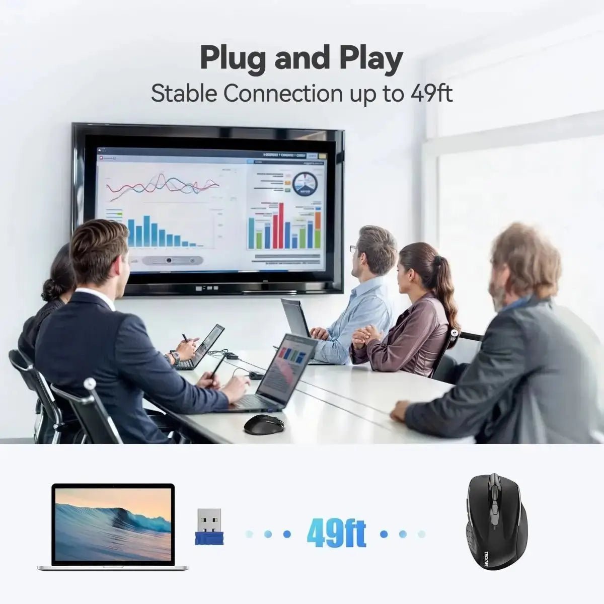 TECKNETTECKNET Battery Powered 2.4G 2600 DPI Wireless Mouse