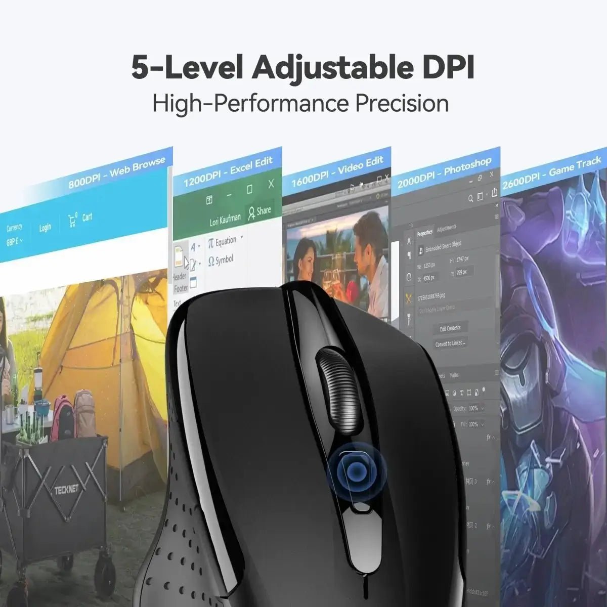 TECKNETTECKNET Battery Powered 2.4G 2600 DPI Wireless Mouse