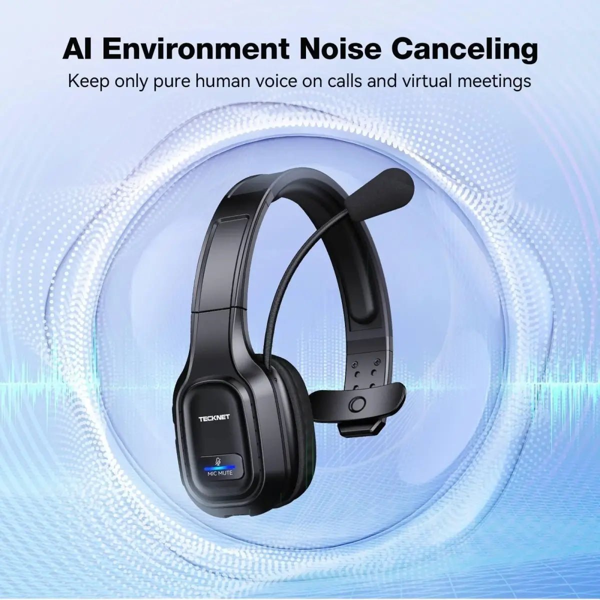 TECKNETTECKNET Bluetooth Headset With Mic Noise Canceling
