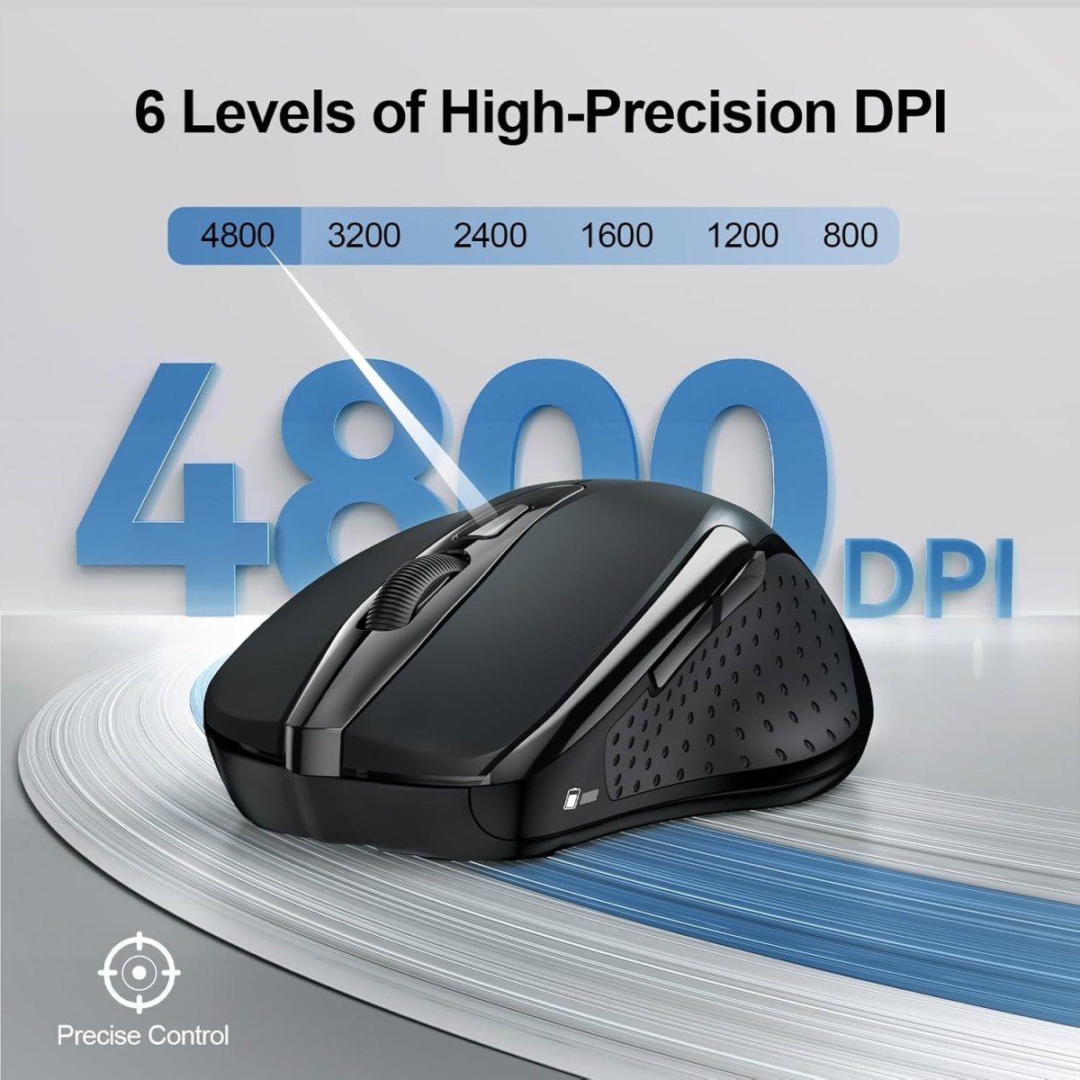 TECKNETTECKNET Bluetooth Mouse, 4800DPI Wireless Mouse Computer Silent Click USB Mice Bluetooth 3.0/5.0 and 2.4GHz Connectivity with 6 Adjustable DPI, 30 Months Battery Life Cordless Mouse for Laptop - [Color/Material] [Main Feature] for [Target Device/Scenario]