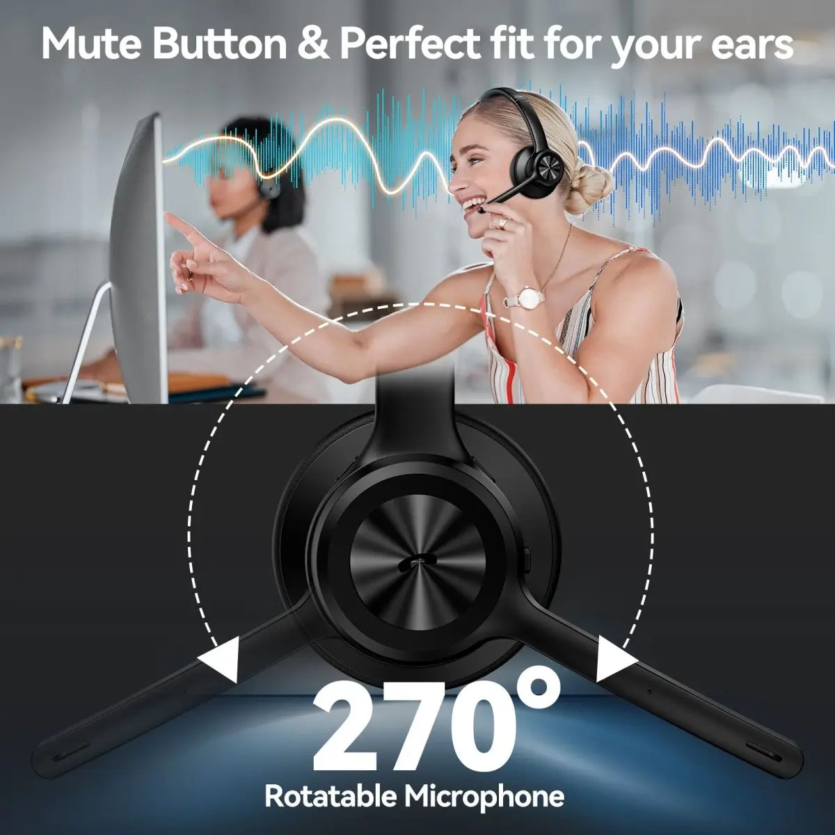 TECKNETTECKNET Bluetooth V5.2 Headphones with AI Noise Cancelling Microphone - [Color/Material] [Main Feature] for [Target Device/Scenario]