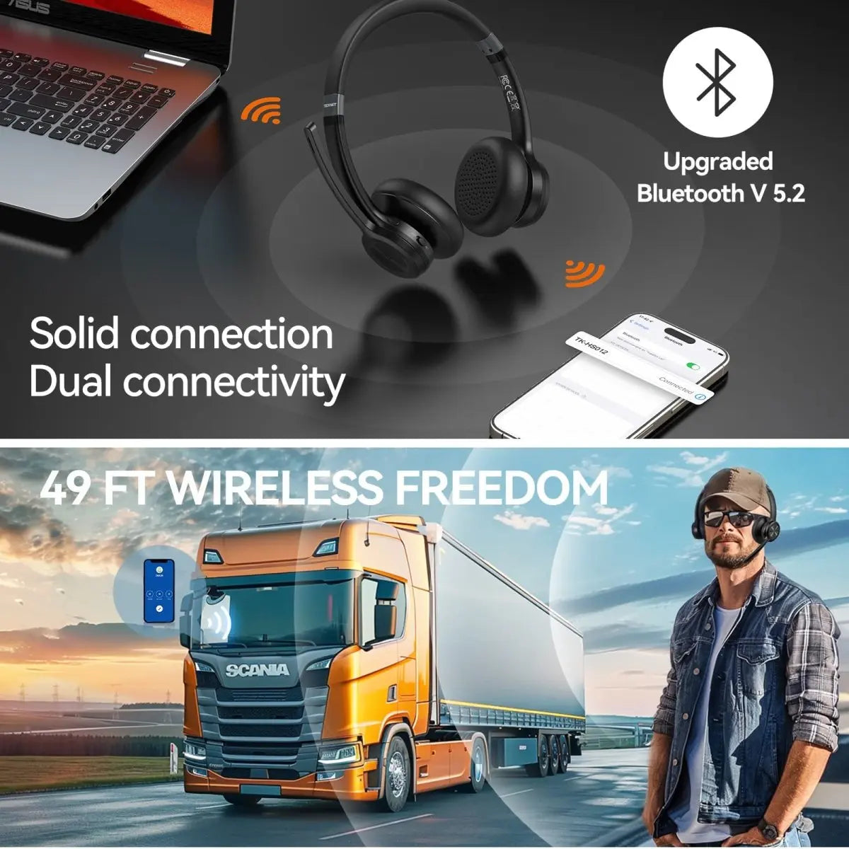 TECKNETTECKNET Bluetooth V5.2 Headphones with AI Noise Cancelling Microphone - [Color/Material] [Main Feature] for [Target Device/Scenario]