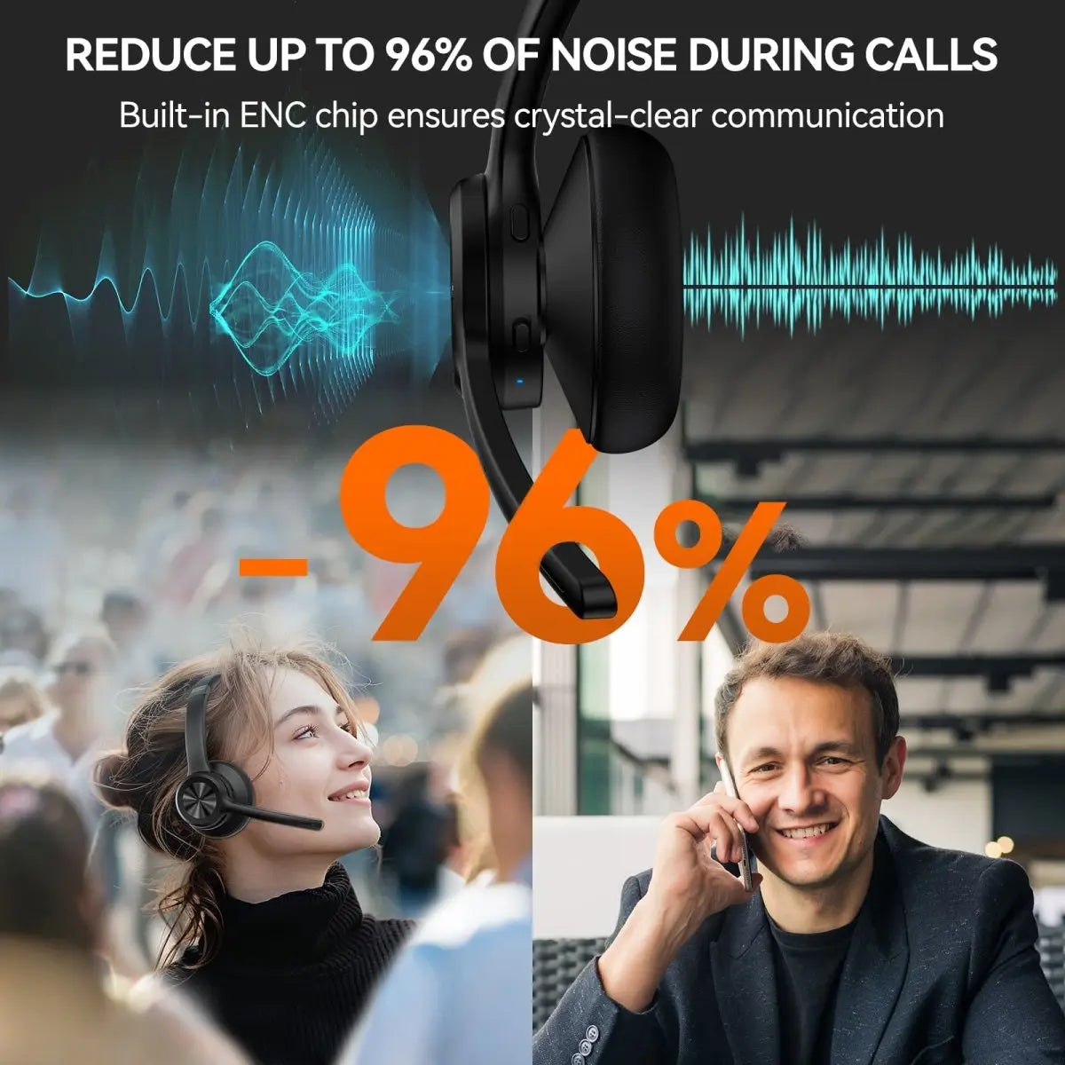 TECKNETTECKNET Bluetooth V5.2 Headphones with AI Noise Cancelling Microphone - [Color/Material] [Main Feature] for [Target Device/Scenario]