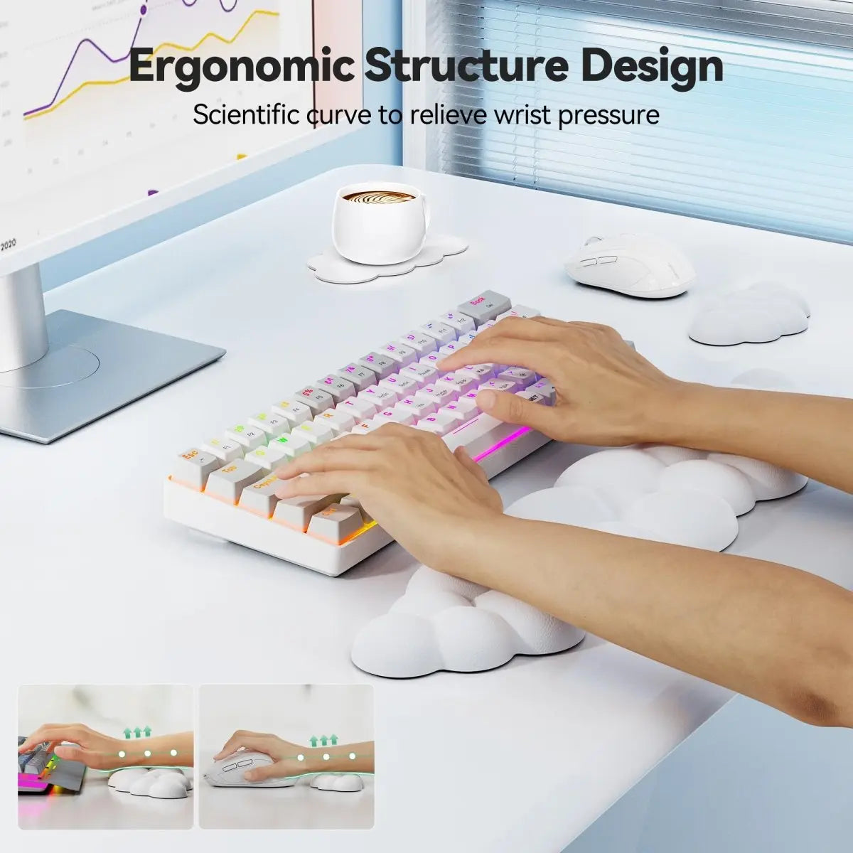 TECKNETTECKNET Cloud Keyboard Wrist Rest Set, Cloud Wrist Rest with Non - Slip Base - [Color/Material] [Main Feature] for [Target Device/Scenario]