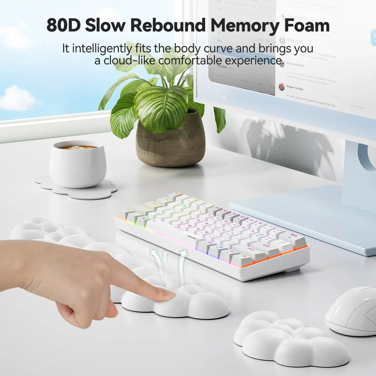 TECKNETTECKNET Cloud Keyboard Wrist Rest Set, Cloud Wrist Rest with Non - Slip Base - [Color/Material] [Main Feature] for [Target Device/Scenario]