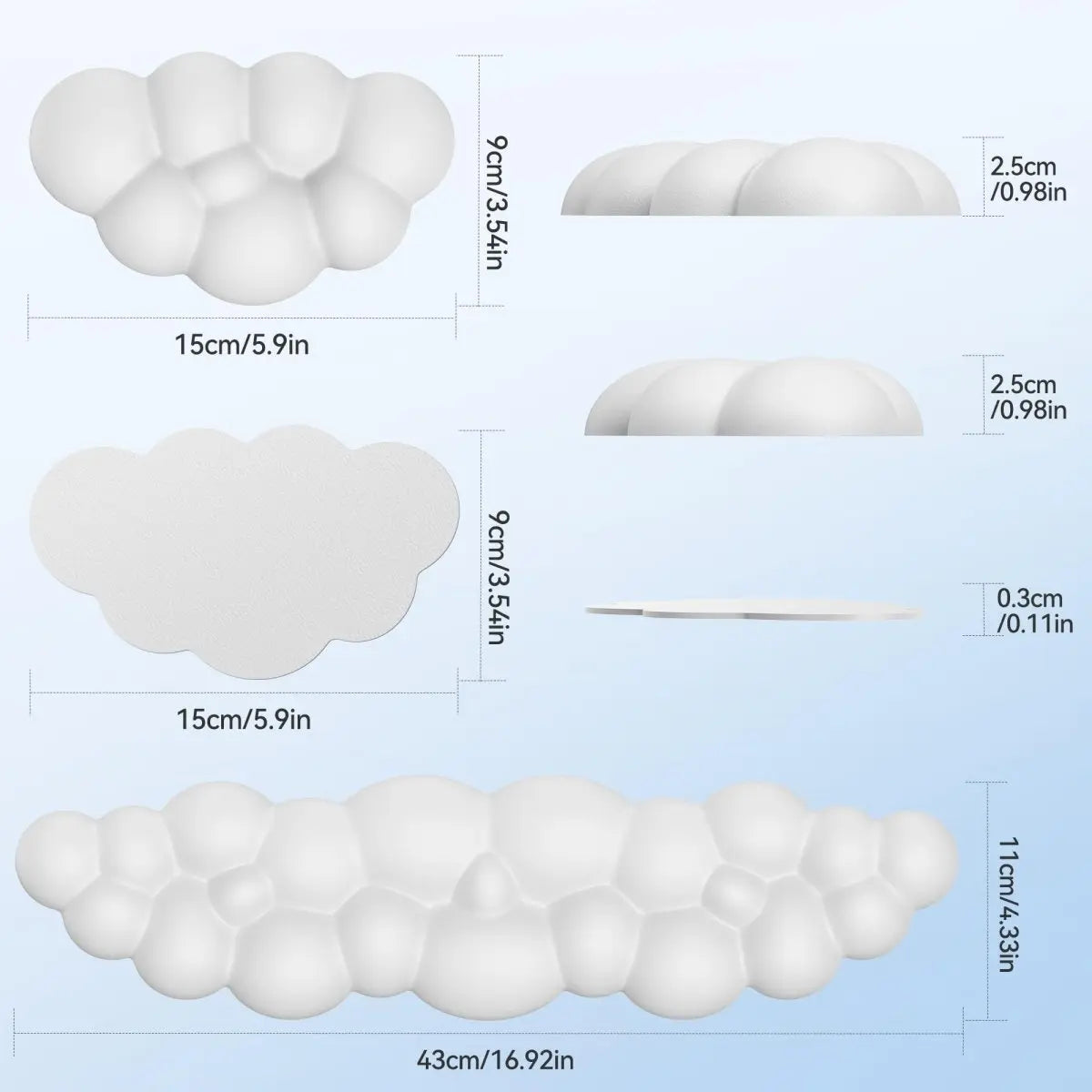 TECKNETTECKNET Cloud Keyboard Wrist Rest Set, Cloud Wrist Rest with Non - Slip Base - [Color/Material] [Main Feature] for [Target Device/Scenario]