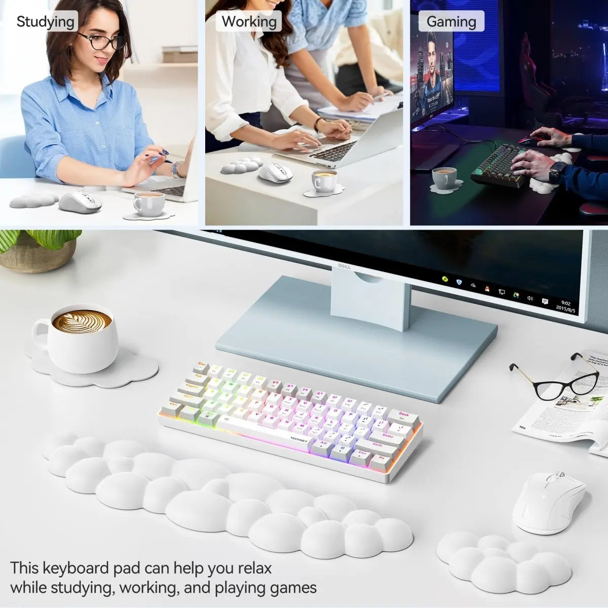 TECKNETTECKNET Cloud Keyboard Wrist Rest Set, Cloud Wrist Rest with Non - Slip Base - [Color/Material] [Main Feature] for [Target Device/Scenario]