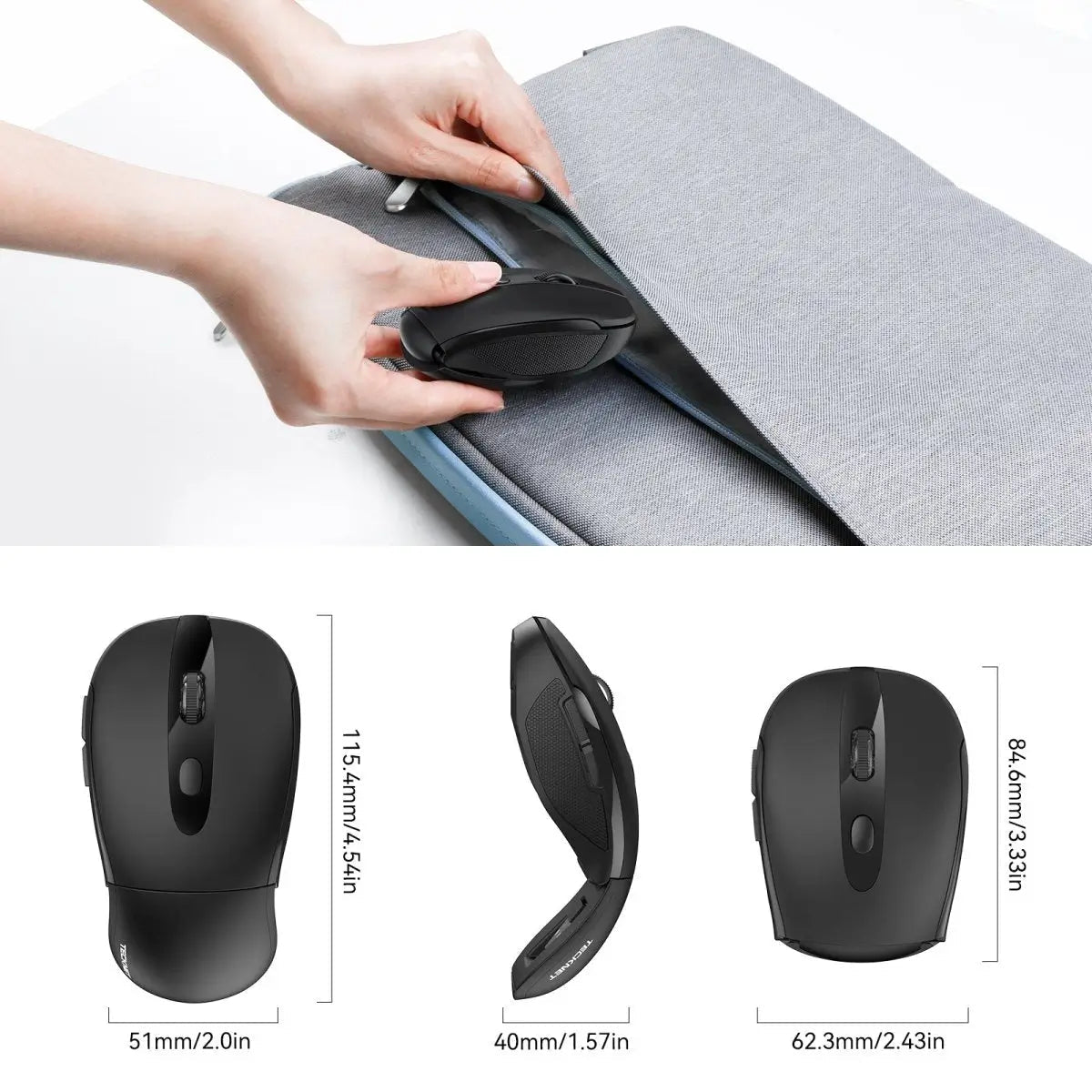 TECKNETTECKNET Foldable 2.4G 2000 DPI Wireless Mouse