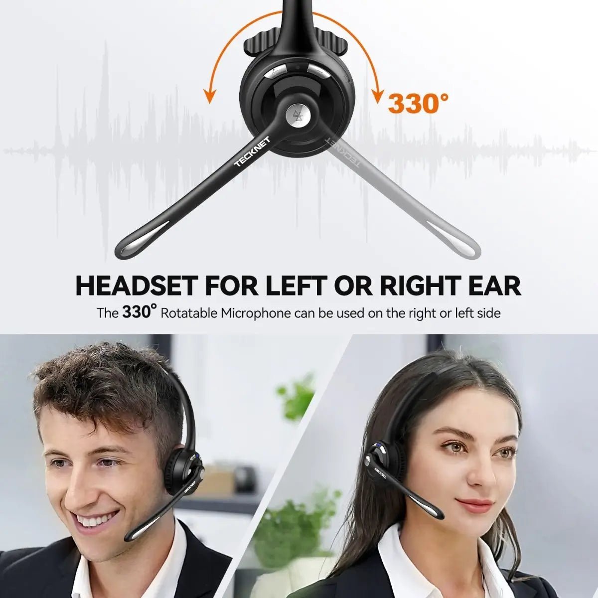 TECKNETTECKNET Lightweight Wireless Headset With Mic