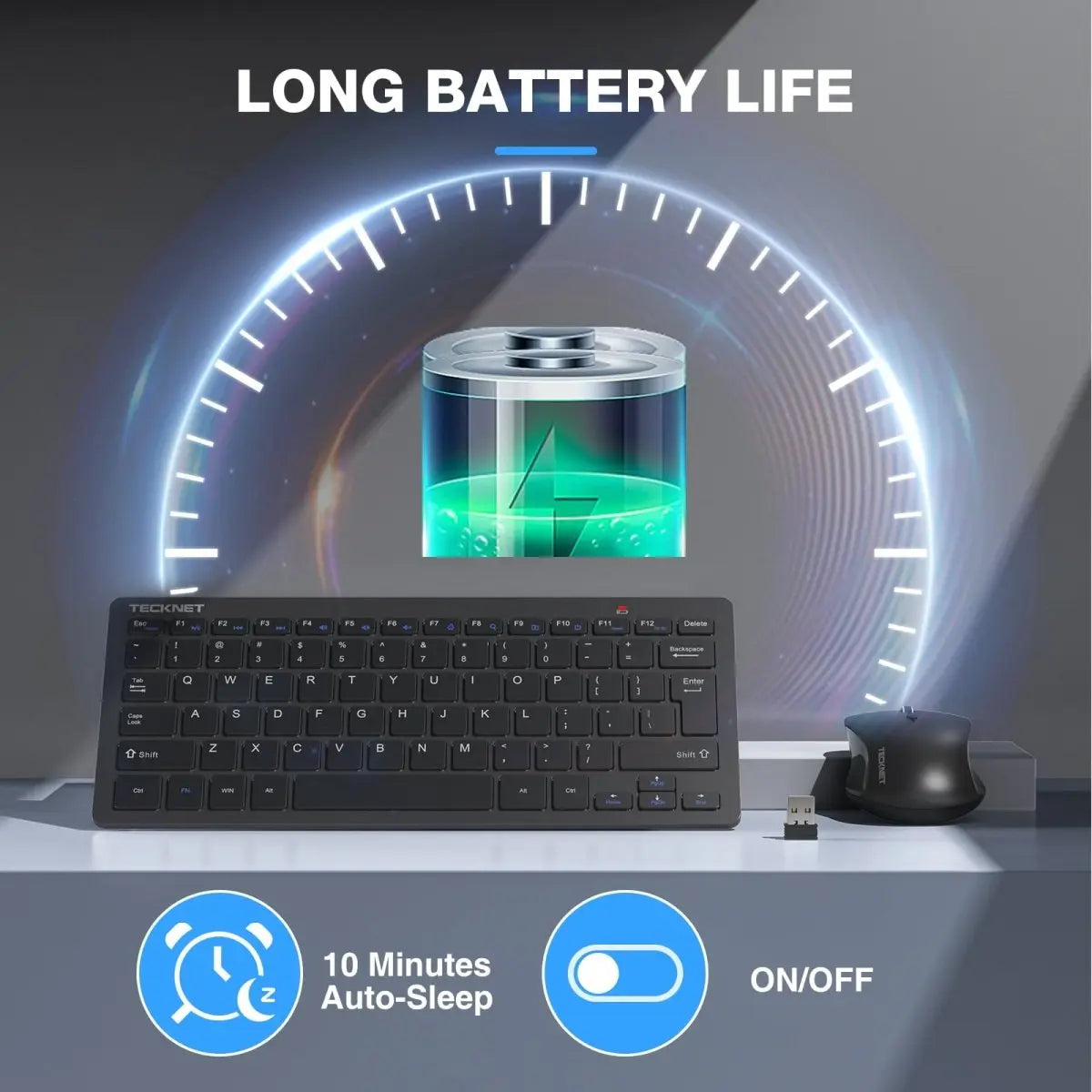 TECKNETTECKNET Mini Wireless Keyboard and Mouse Combo 2.4GHz - [Color/Material] [Main Feature] for [Target Device/Scenario]