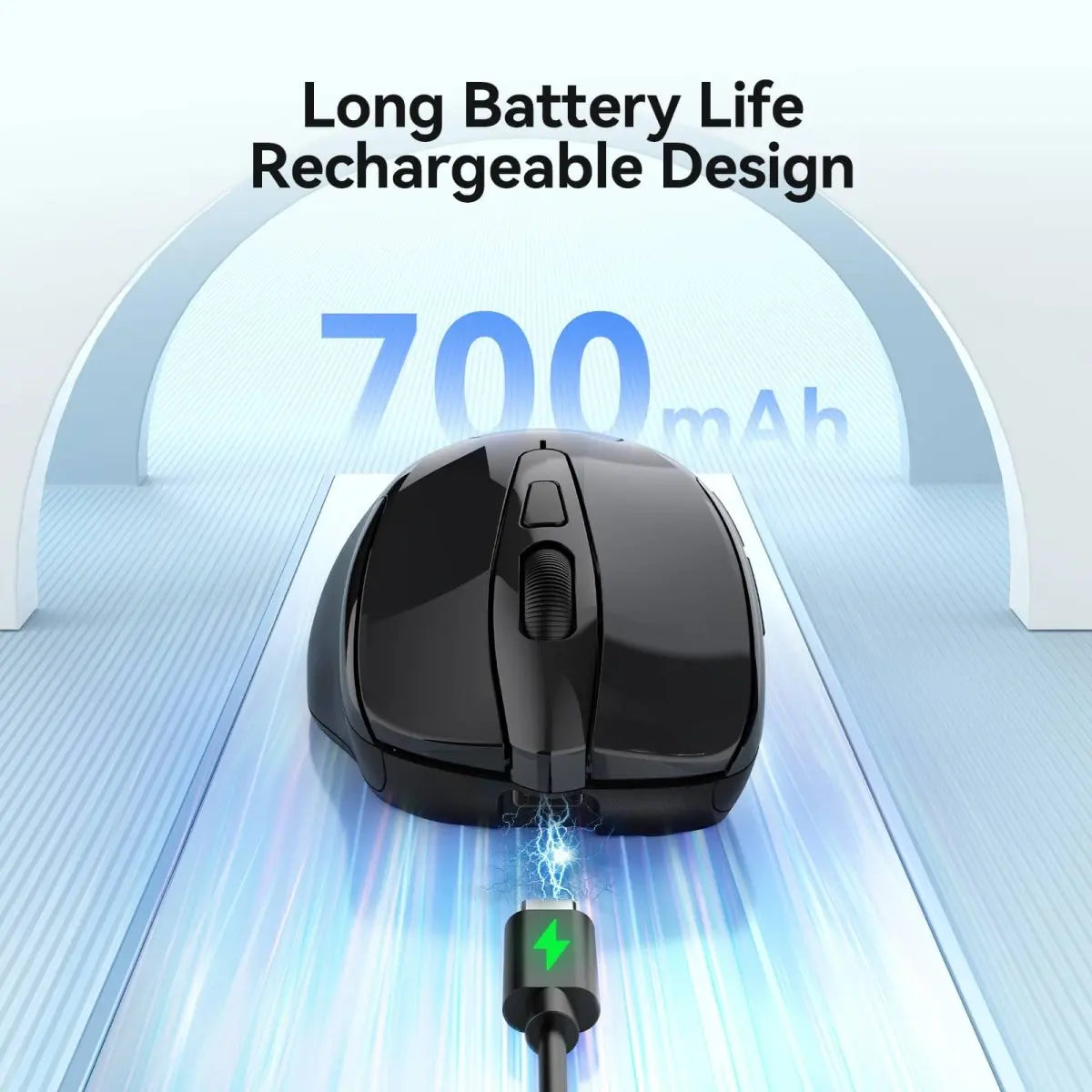 TECKNET rechargeable jiggler wireless mouse with dual bluetooth and 2.4G connectivity. Features 4800 DPI silent tracking and 6 buttons for laptop or PC setup.