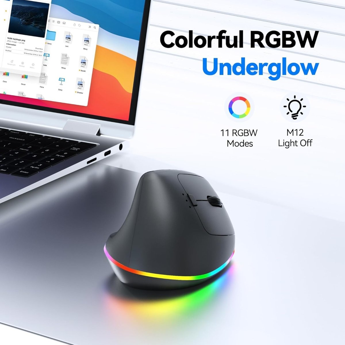 TECKNETTECKNET RGB Wireless Ergonomic Mouse Rechargeable - [Color/Material] [Main Feature] for [Target Device/Scenario]