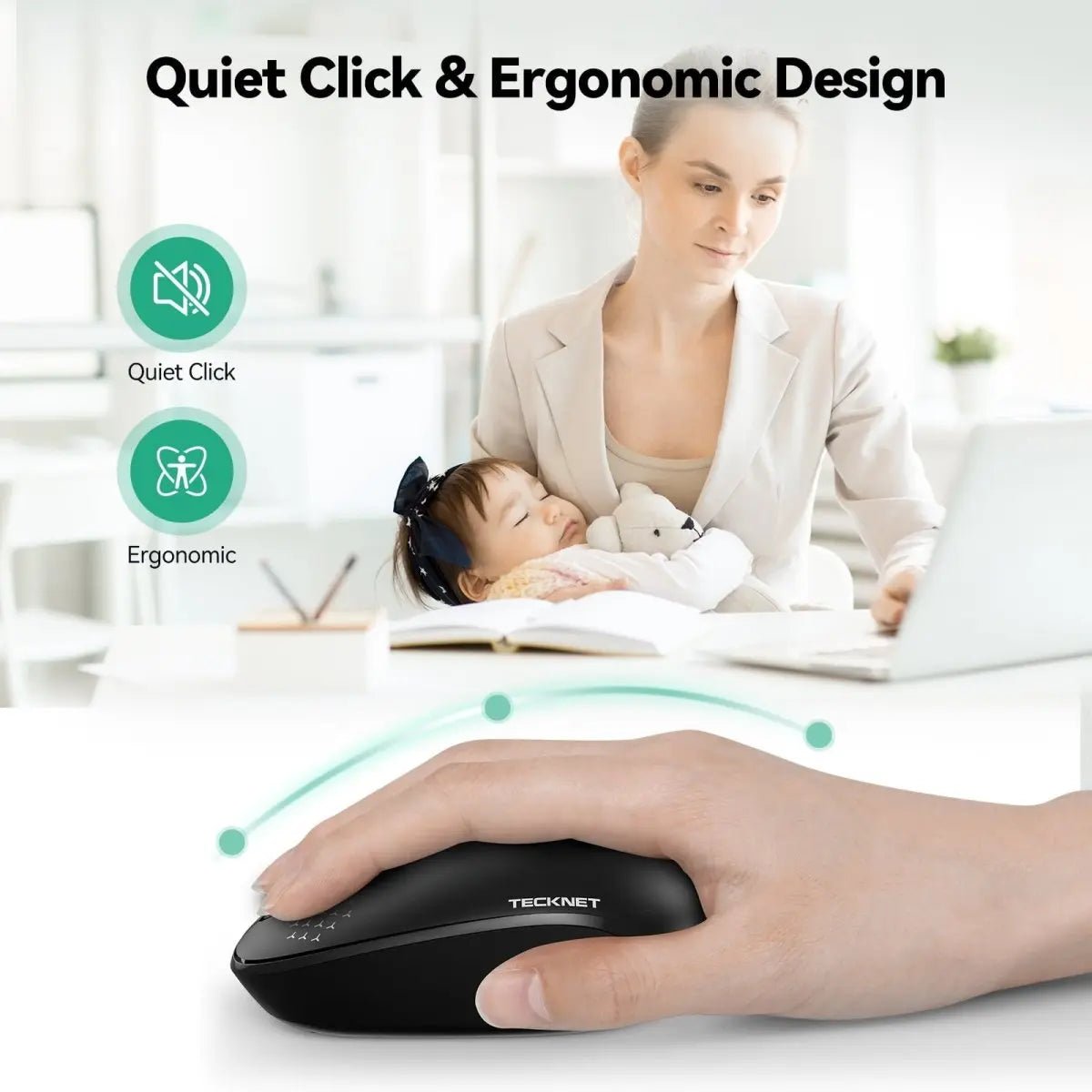 TECKNETTECKNET Silent 2.4G 1600 DPI Wireless Mouse