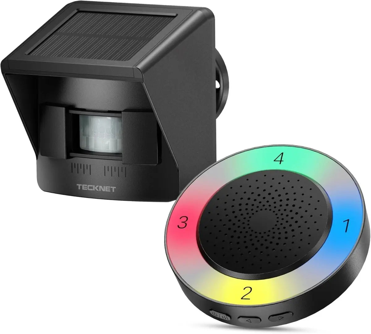 TECKNETTECKNET Solar Wireless Driveway Alarm with 2600FT Long Range & 36 Melodies & 5 Volumes and Supports 4 Zones Weatherproof Motion Sensor Alarm to Protect Inside/Outside Property (1 Receiver 1 Sensor) - [Color/Material] [Main Feature] for [Target Device/Scenario]
