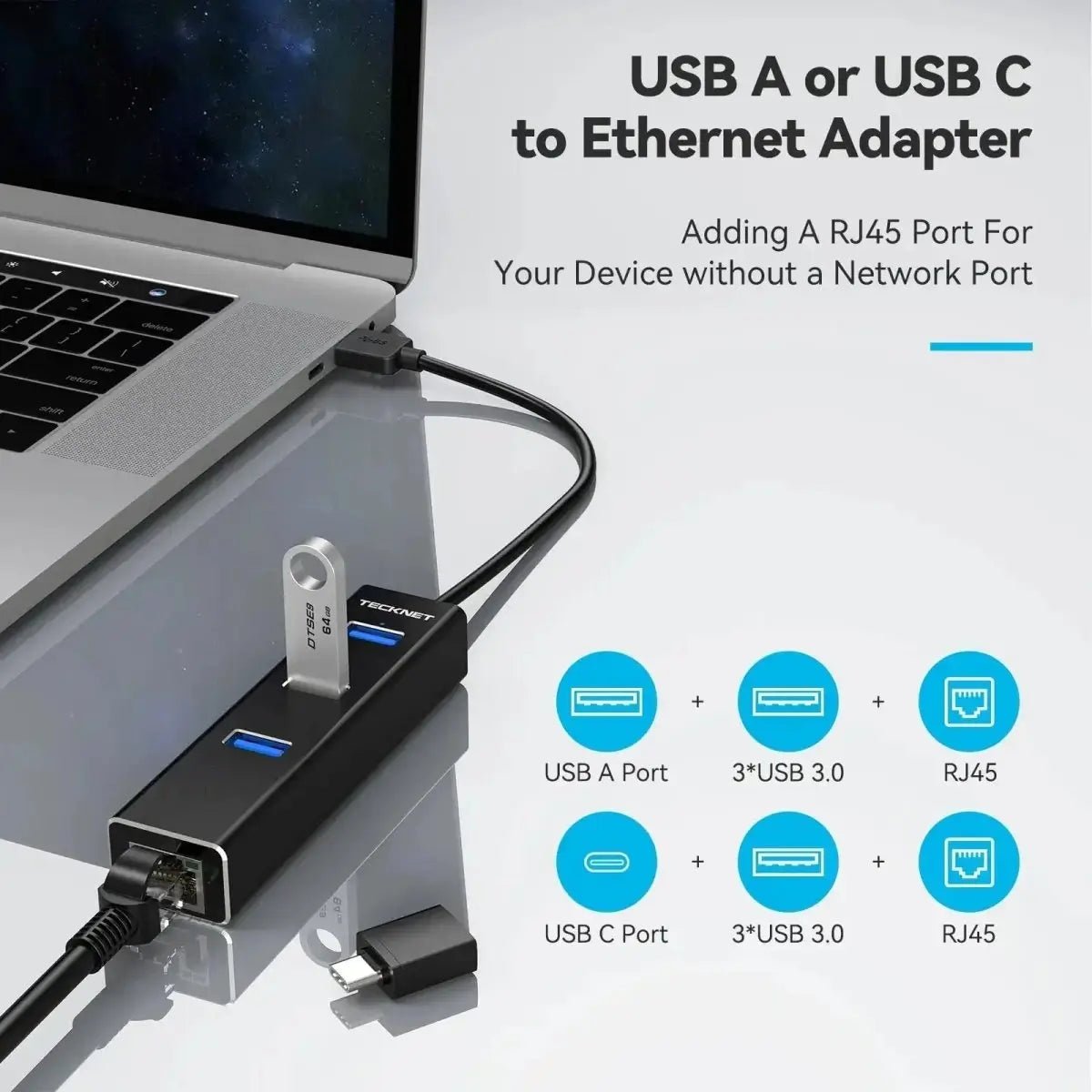 TECKNETTECKNET USB To RJ45 Gigabit Ethernet Adapter