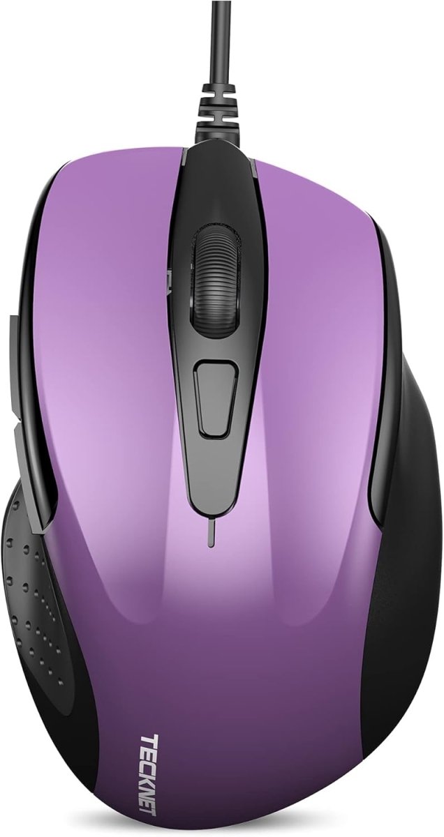 TECKNETTECKNET USB Wired 6 - Button Mouse With 4 Adjustable DPI, Optical Computer With Ergonomic Design and 5FT Cord for Laptop, Chromebook, PC, Desktop, Mac, Notebook - Purple - [Color/Material] [Main Feature] for [Target Device/Scenario]