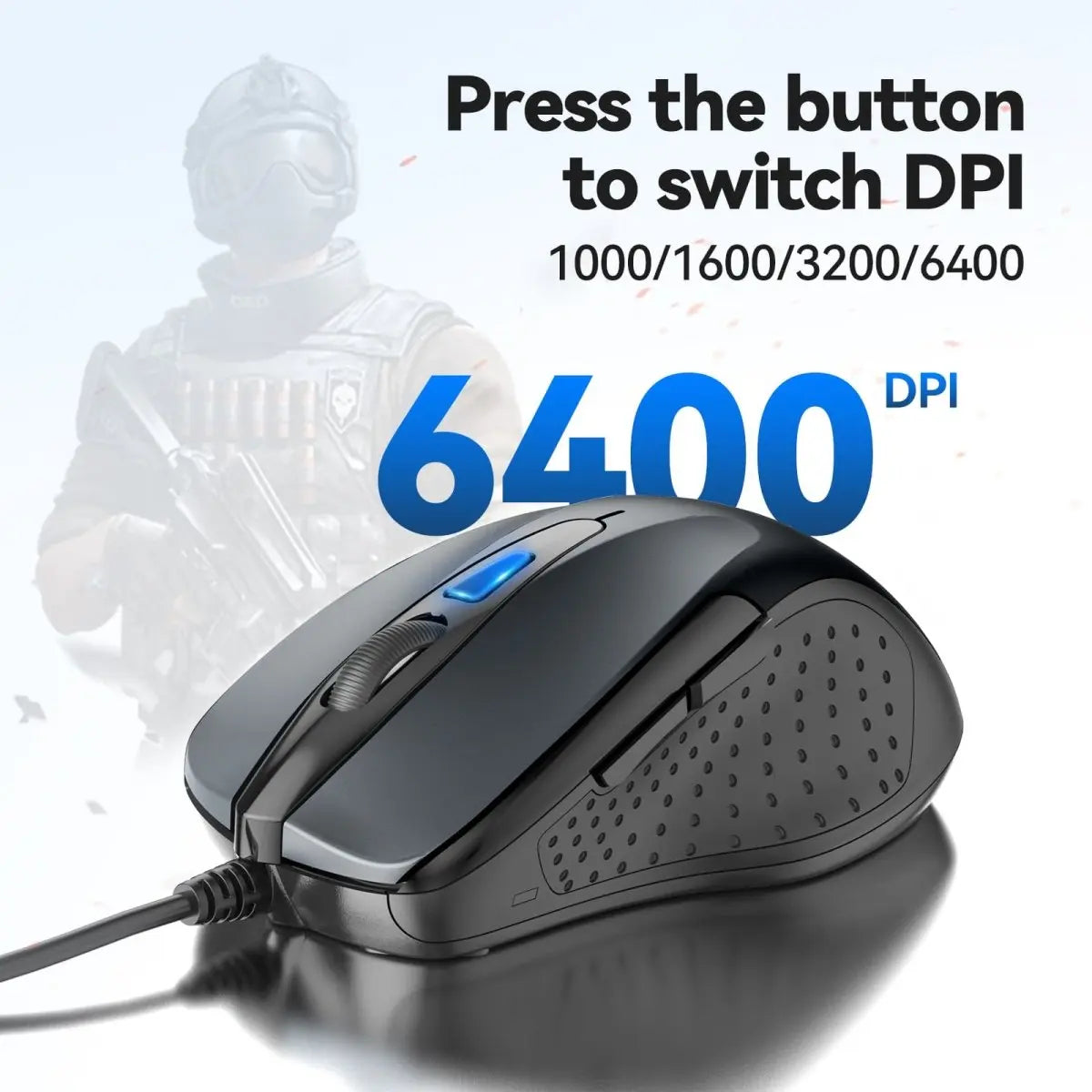 TECKNETTECKNET USB Wired Mouse, 6 - Button Corded Mouse with 4 Adjustable DPI - [Color/Material] [Main Feature] for [Target Device/Scenario]