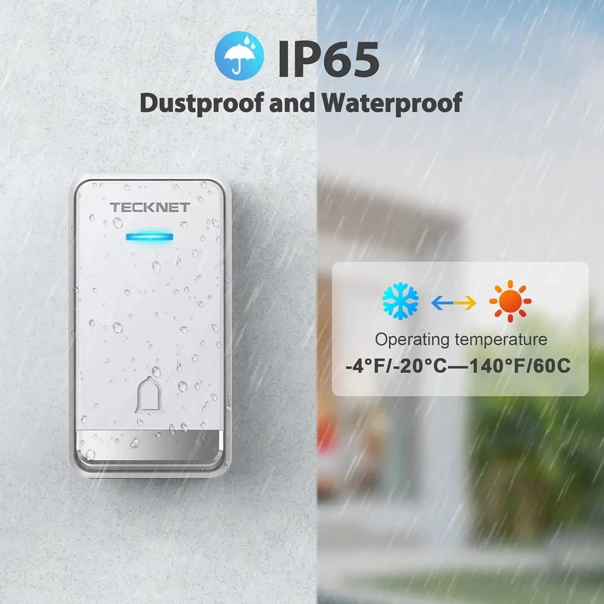 TECKNETTECKNET Waterproof No Battery Needed Wireless Doorbell Chimes