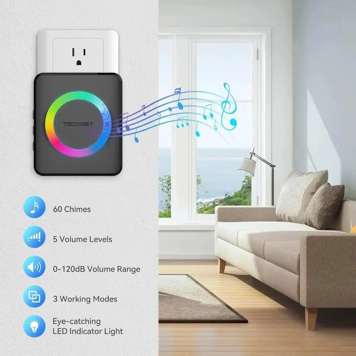 TECKNETTECKNET Waterproof Wireless Doorbell with 1300ft Range