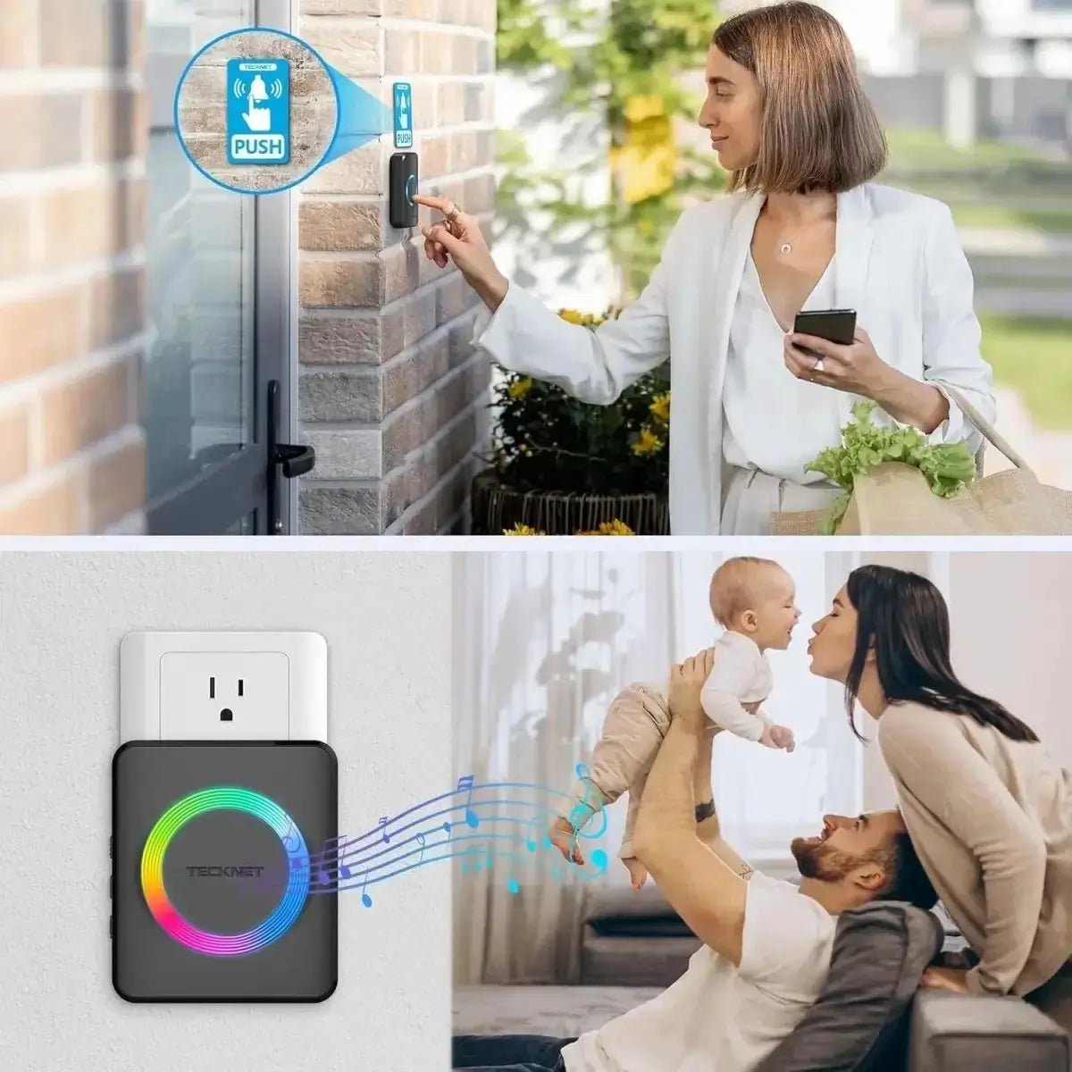 TECKNETTECKNET Waterproof Wireless Doorbell with 1300ft Range