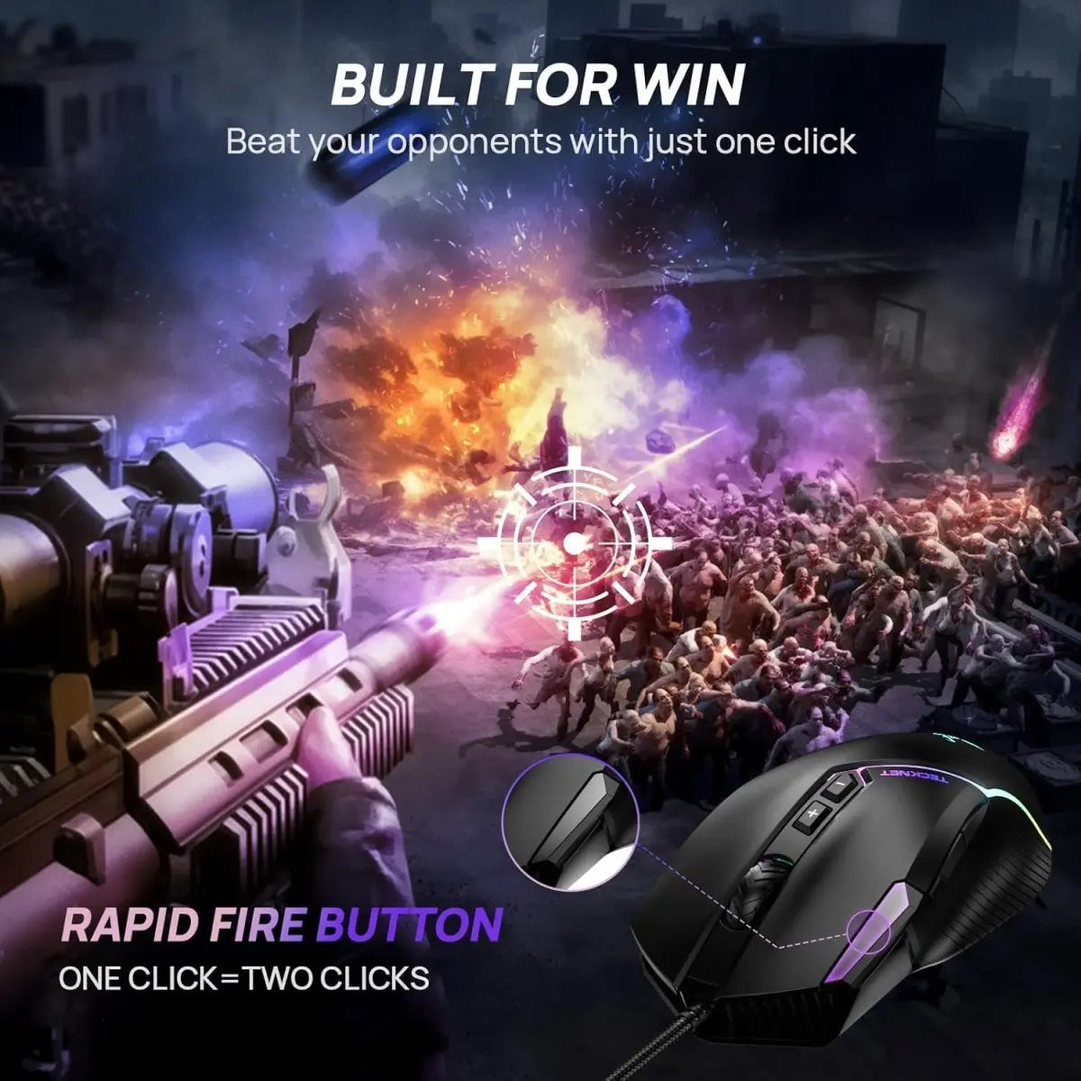 TECKNETTECKNET Wired Gaming Mouse, 12,800 DPI with Optical Sensor, 8 Programmable Buttons - [Color/Material] [Main Feature] for [Target Device/Scenario]