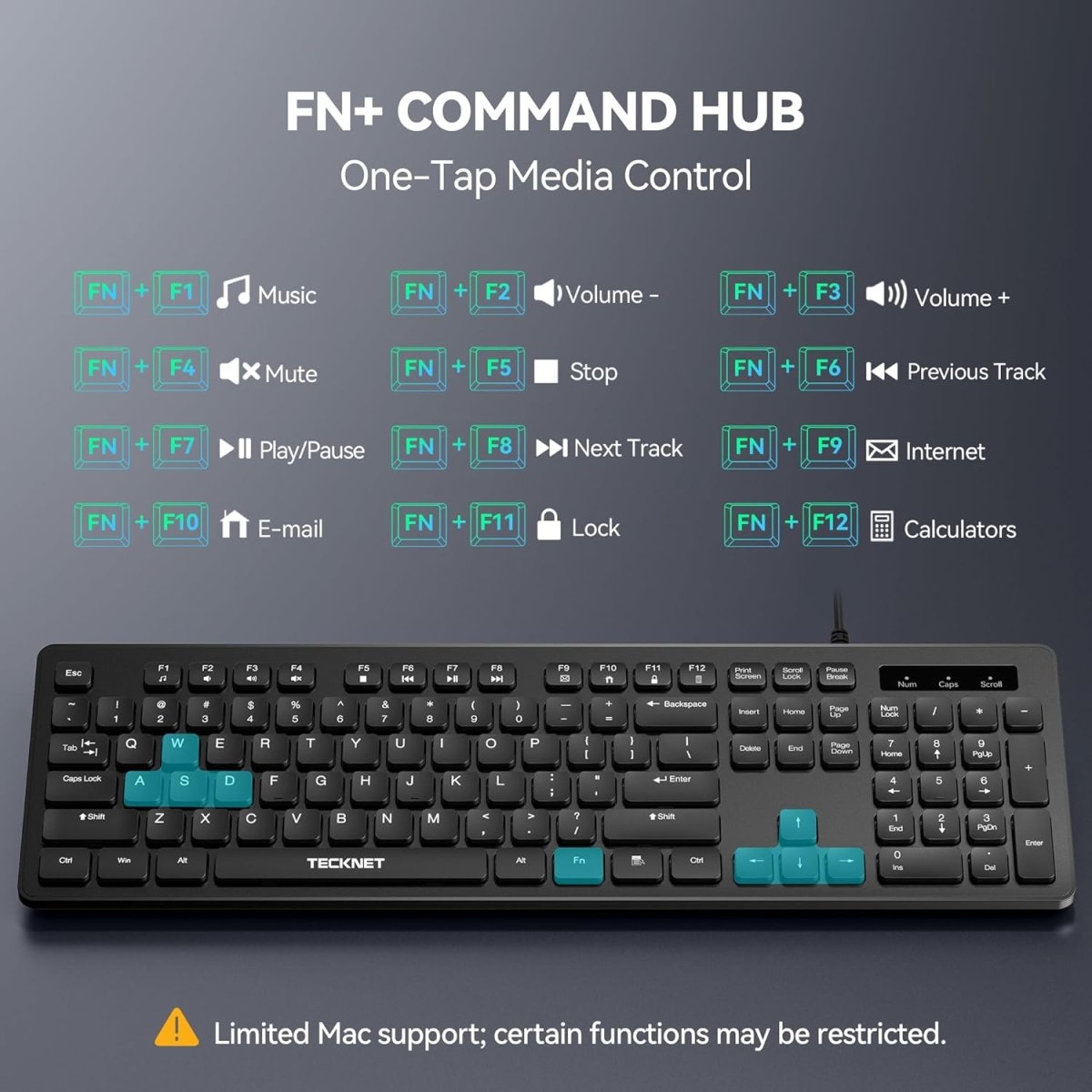 TECKNETTECKNET Wired Keyboard,Silent USB Keyboard for Office - [Color/Material] [Main Feature] for [Target Device/Scenario]