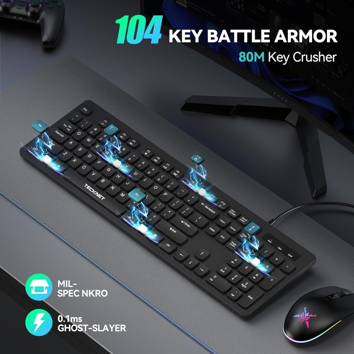TECKNETTECKNET Wired Keyboard,Silent USB Keyboard for Office - [Color/Material] [Main Feature] for [Target Device/Scenario]