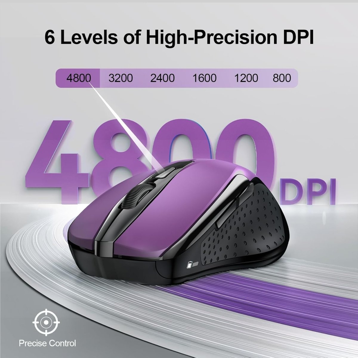 TECKNETTECKNET Wired Mouse, 6 - Button Corded with 4 Adjustable DPI, Optical Ergonomic Design, 5FT Cord for Laptop, Chromebook, PC, Desktop, Mac, Notebook - LT.Purple - [Color/Material] [Main Feature] for [Target Device/Scenario]