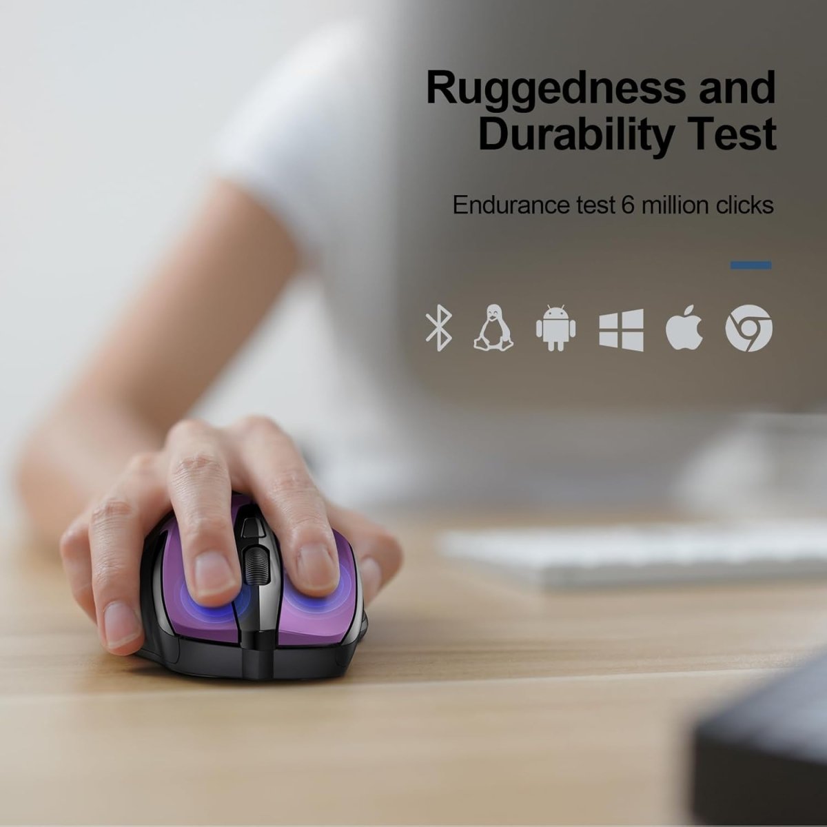 TECKNETTECKNET Wired Mouse, 6 - Button Corded with 4 Adjustable DPI, Optical Ergonomic Design, 5FT Cord for Laptop, Chromebook, PC, Desktop, Mac, Notebook - LT.Purple - [Color/Material] [Main Feature] for [Target Device/Scenario]