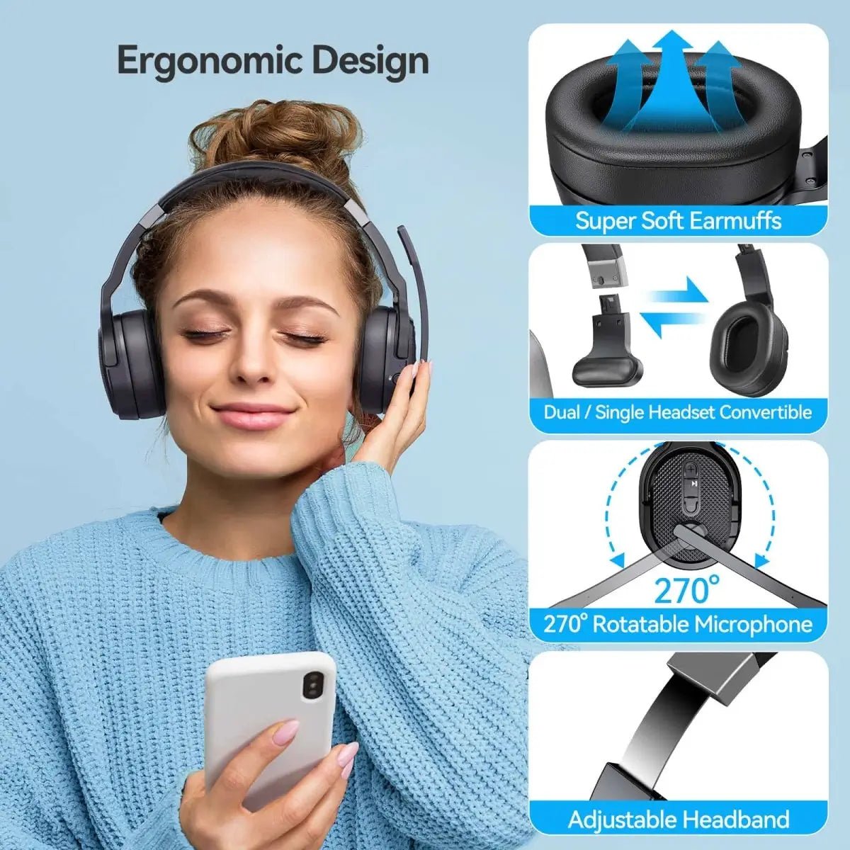 TECKNETTECKNET Wireless Bluetooth Headset 3 EQ USB Dongle