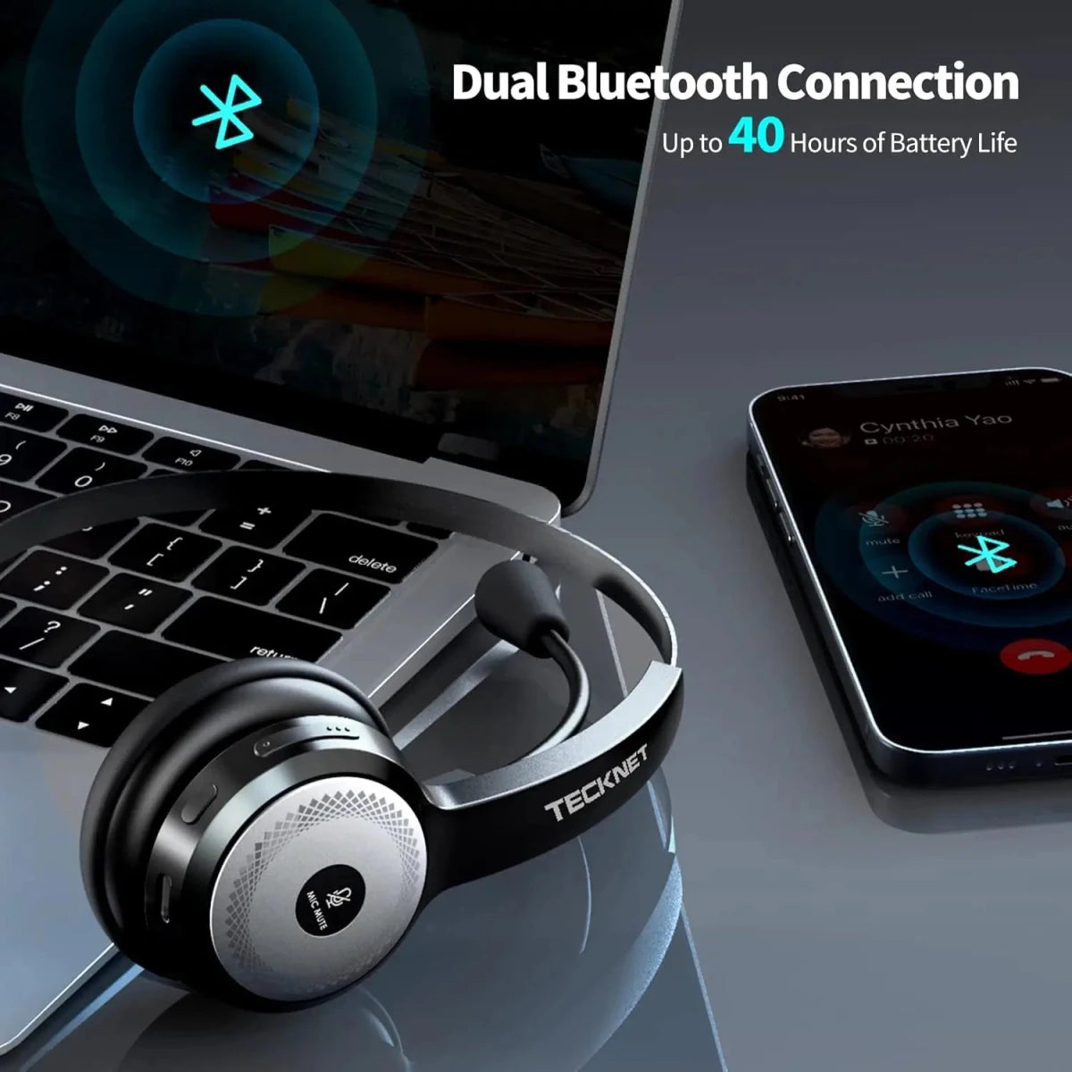 TECKNETTECKNET Wireless Headset W/ Pogo Charging Dock