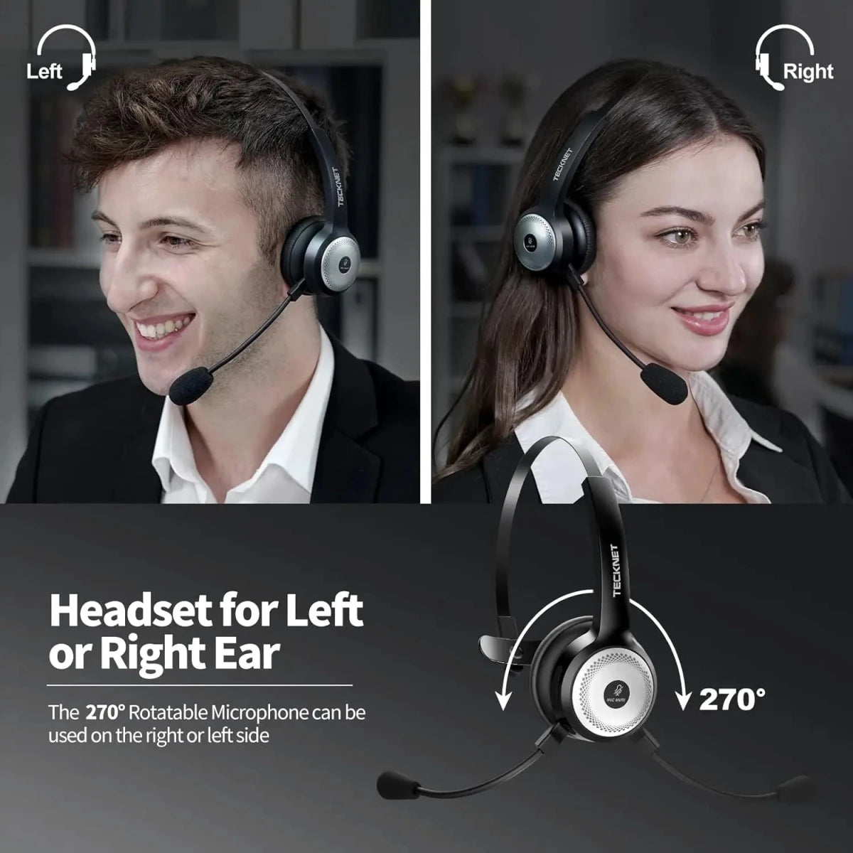 TECKNETTECKNET Wireless Headset W/ Pogo Charging Dock
