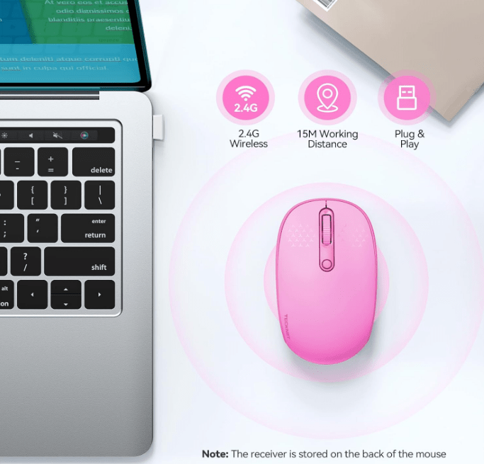 TECKNETTECKNET Wireless Mouse for Laptop, 2.4G Quiet Computer Mouse with USB Receiver, 4 Buttons Portable Cordless Mice for Chromebook, Laptop, PC, Mac, 800/1200/1600 DPI - [Color/Material] [Main Feature] for [Target Device/Scenario]