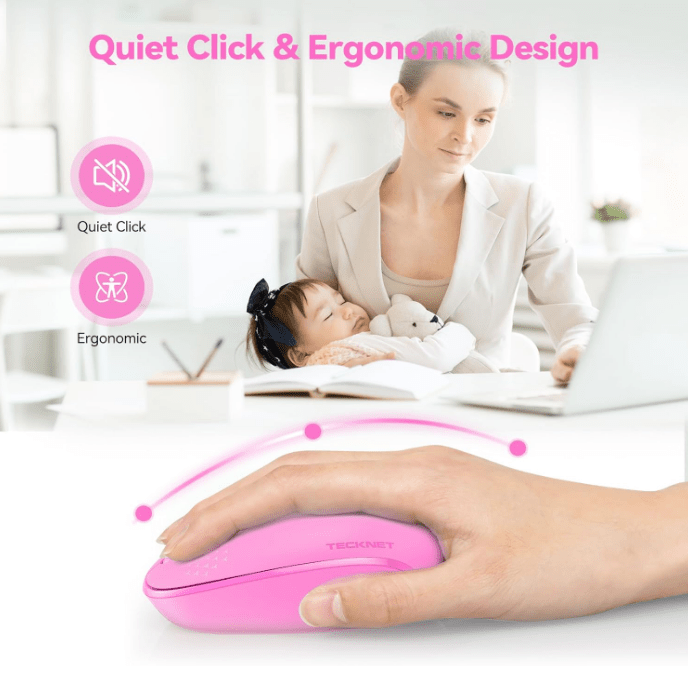 TECKNETTECKNET Wireless Mouse for Laptop, 2.4G Quiet Computer Mouse with USB Receiver, 4 Buttons Portable Cordless Mice for Chromebook, Laptop, PC, Mac, 800/1200/1600 DPI - [Color/Material] [Main Feature] for [Target Device/Scenario]