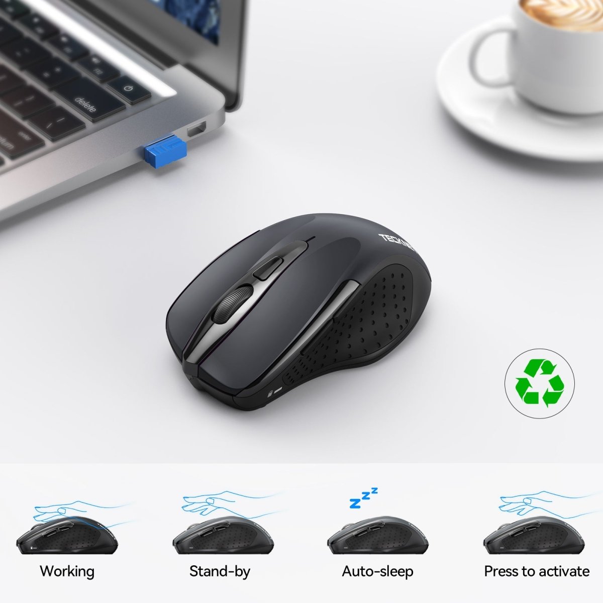 TECKNETTECKNET Wireless Silent Mouse, Bluetooth 3.0/5.0 and 2.4GHz Connectivity Mouse - [Color/Material] [Main Feature] for [Target Device/Scenario]