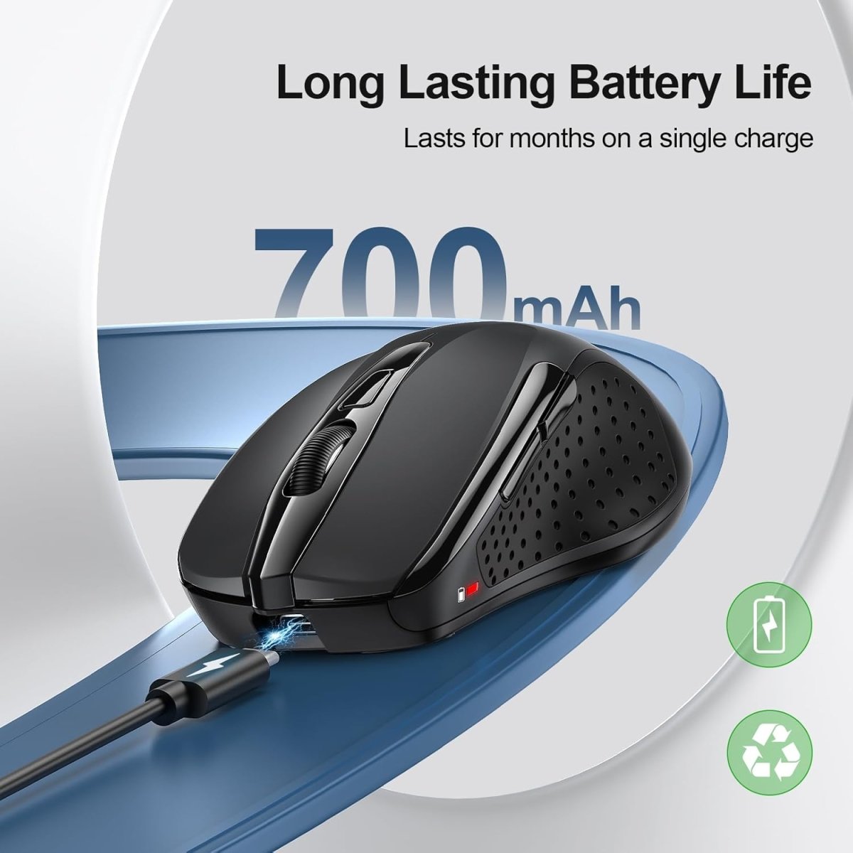 TECKNETWireless Mouse Rechargeable,Computer Mouse,2.4G USB - A Silent Mouse,6 Adjustable 4800 DPI,Cordless Computer Mice,Ergonomic Mice for Laptop,6 Buttons for Chromebook,Ergo Grip - [Color/Material] [Main Feature] for [Target Device/Scenario]