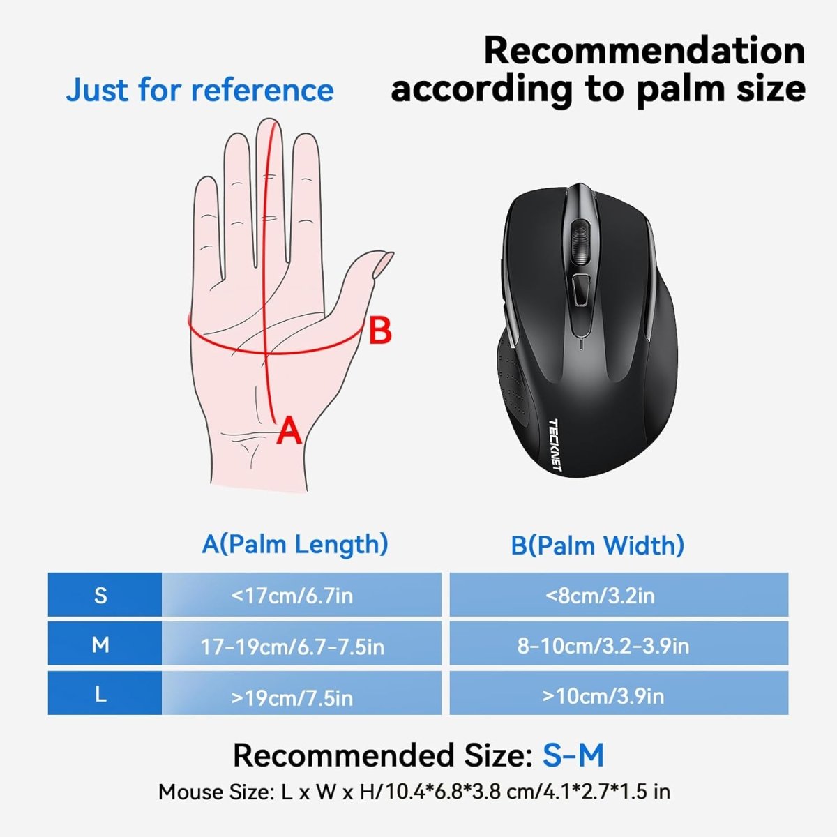 TECKNETWireless Mouse Rechargeable,Computer Mouse,2.4G USB - A Silent Mouse,6 Adjustable 4800 DPI,Cordless Computer Mice,Ergonomic Mice for Laptop,6 Buttons for Chromebook,Ergo Grip - [Color/Material] [Main Feature] for [Target Device/Scenario]
