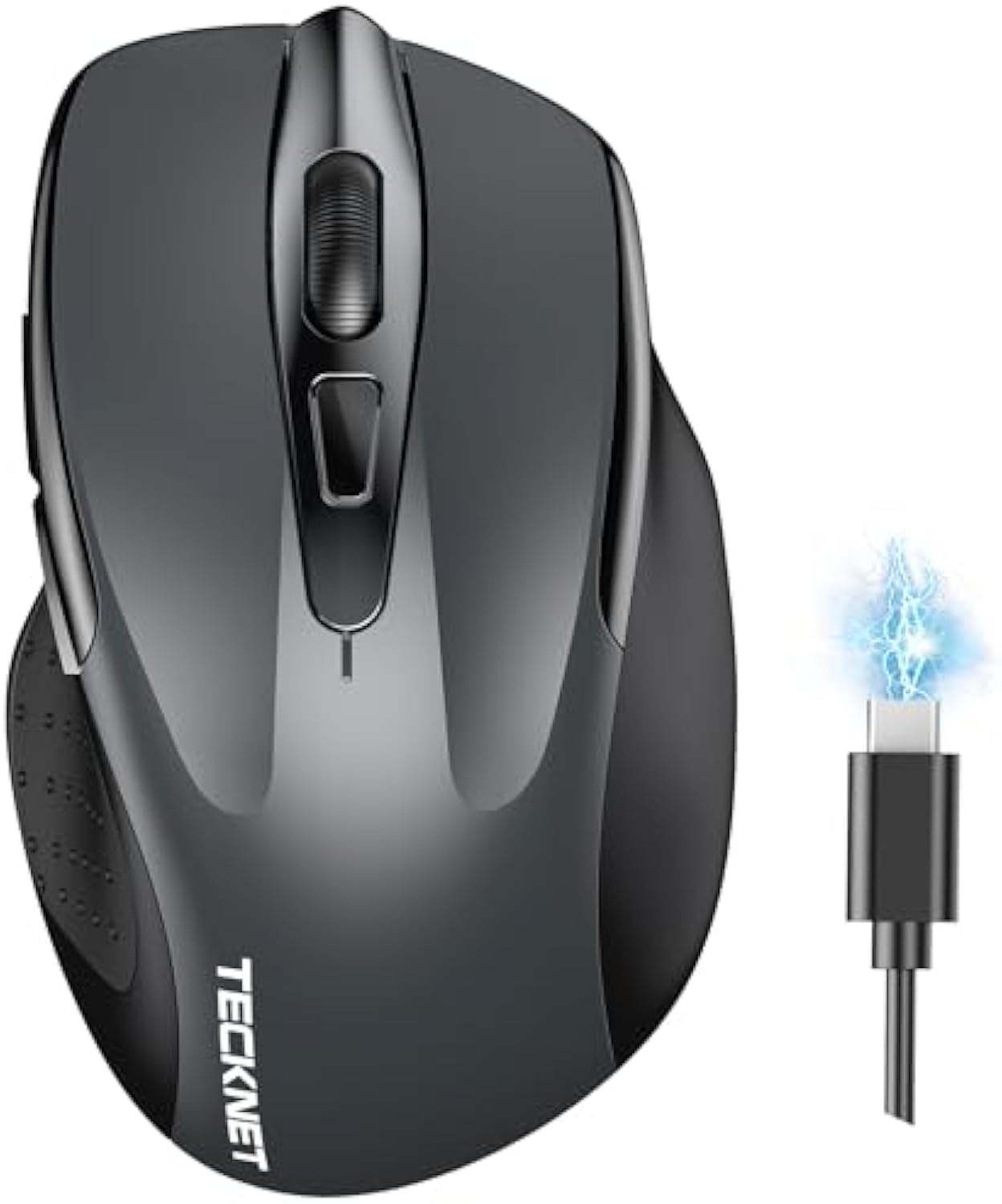 TECKNET Wireless Mouse (BT5.0/3.0 & 2.4G) Rechargeable 4800 DPI Silent USB A & Bluetooth Mouse 6 Buttons, Wide Compatibility