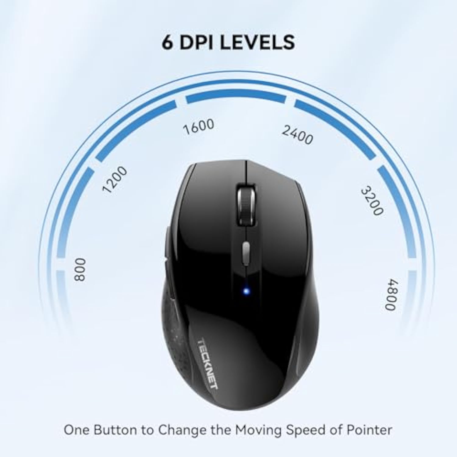 TECKNET Bluetooth Mouse, 4800 DPI Wireless Mouse, 2-Year Battery 6 Adjustable DPI, 6 Buttons Compatible with Laptop/Windows/Computer